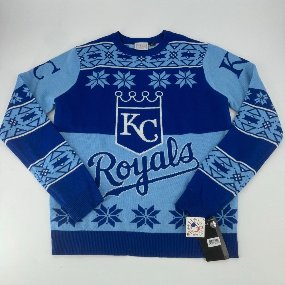 Kansas‎ City Royals MLB Ugly Christmas Sweater Men's Size Medium Blue Knit